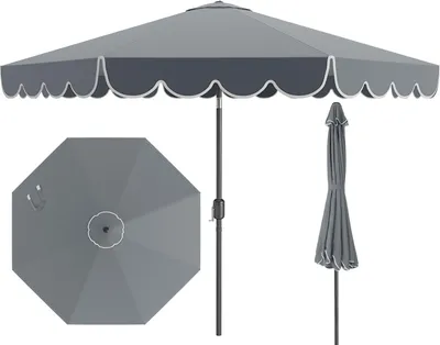 Immagine prodotto di Ombrellone COSTWAY 300 cm, ombrellone da giardino con manovella e mantovana, pieghevole a 35° su entrambi i lati, ombrellone da patio, ombrellone da mercato grigio