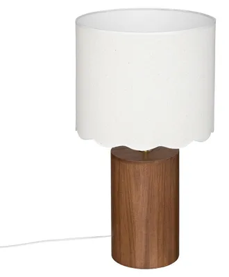 Produktbild von Tischlampe mit weißem Lampenschirm VANIA, Holzsockel, Ø 28 cm