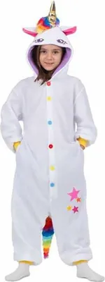 Produktbild von Mom Weißes Kinder Kigurumi Einhorn Mit Kapuze Und Schwanz Kostüm Weiß M Weiß M
