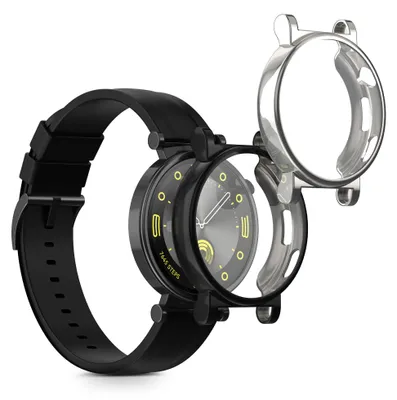 Produktbild von kwmobile 2x Silikon Hülle für Huawei Watch GT4 41mm Schutzhülle - Fullbody Display Cover Set aus Silikon - Schwarz Silber