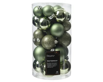 Produktbild von Weihnachtskugeln Kunststoff 4-6cm Mix 30er Set - Rosmarin