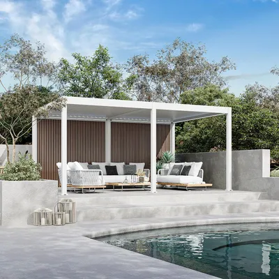 Produktbild von Weide WPC Sichtschutzwand Holzoptik Teak für Pergola