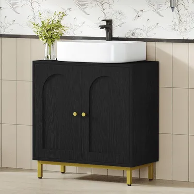 Immagine prodotto di Mobiletto sotto lavabo - Mobile da bagno - Organizzazione del bagno - Ripiani regolabili - 30 x 60 x 63 cm - Nero