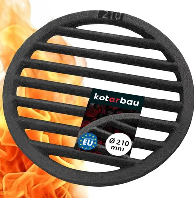 Image de KOTARBAU Grille de cheminée Ø 21 cm Grille ronde Poêle à cendre Grille de table Grille de poêle Cheminée Pièces de rechange Grille en fonte Accessoires Grille de poêle Grillkamin Rund