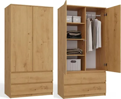 Obrázek produktu pro SS-90 Skříň s výsuvnými zásuvkami a výklopnými dvířky | Barva: dub Artisan | Rozměry: 90 x 180 x 50 cm