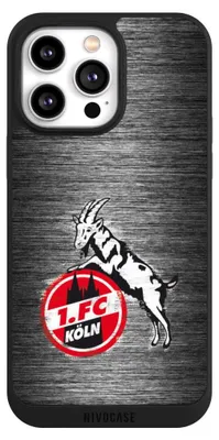 Produktbild von NIVOCASE Handyhülle für Apple iPhone 14 Pro Max  Hülle NIVOpure Case Schwarz 1. FC Köln Metallic Look Offizielles Lizenzprodukt
