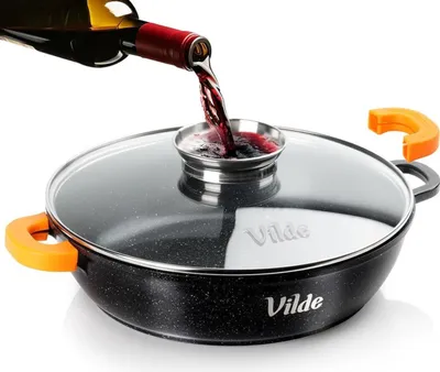 Zdjęcie produktu dla Vilde | Patelnia GRANITOWA do smażenia duszenia pieczenia z pokrywką 24 cm 2,1L