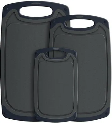 Produktbild von Ibenzoa® 3‑teiliges Schneidebrett-Set mit Saftrille, ergonomischen Griffen, rutschfest, BPA‑frei & porenfrei – 40×24 / 35,5×21 / 25×14,8 cm (0,8 cm)