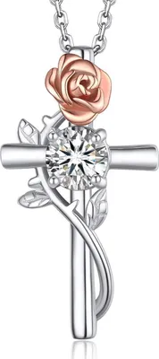Image de MomentWish Chaîne Croix Moissanite Saint-Valentin 1,2 carat argent 925 hommes femmes