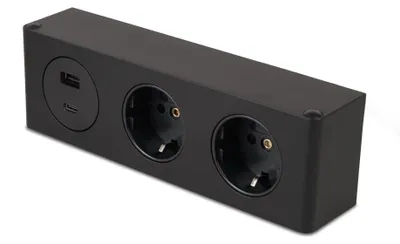 Produktbild von kalb | 3-fach Steckdosenleiste 2x230V Steckdose und USB A/C Anschluss schwarz