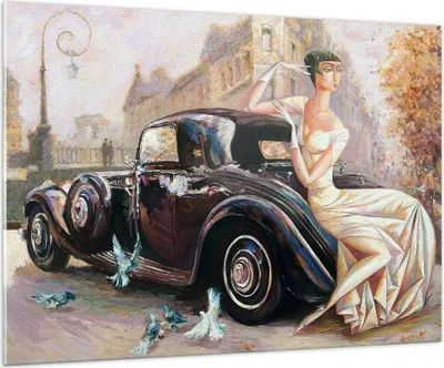 Produktbild von Bilder auf glas - frau retro stil - 100x70cm - Glasbilder - Wandbilder - Kunstdruck - zum Aufhängen bereit - Wanddekoration aus Glas - Glas Bilder - Wandbild auf Glas - Einteilig - GAA100x70-3467