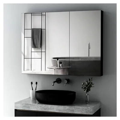 Produktbild von Spiegelschrank für das Badezimmer mit 2 Glasablagen, hängend, 60x80x12.5cm