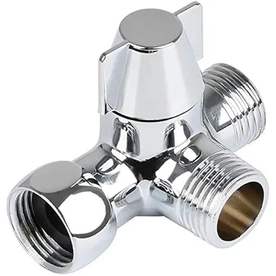 Produktbild von Dusche Adapter Umsteller, Wasserhahn Ventil Umschalter, 3-Wege-Dusche Umschaltventil, G1/2" T-Adapter Ventil mit Absperrventil, Massives Messing, Chrom Poliert, fš¹r Duschspray, Toiletten, Bidet