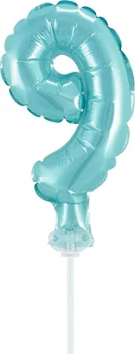Produktbild von Kuchendeko Mini Folienballon hellblau Zahl 9