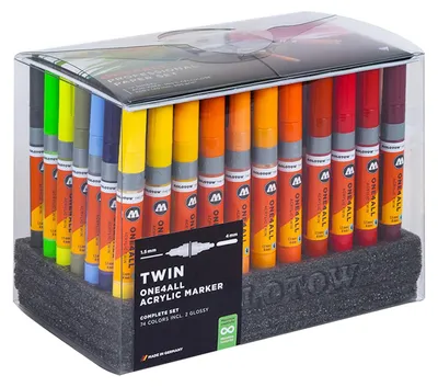 Image de Marqueur acrylique Molotow ONE4ALL Complete Set Acryl Twin 74 teintes