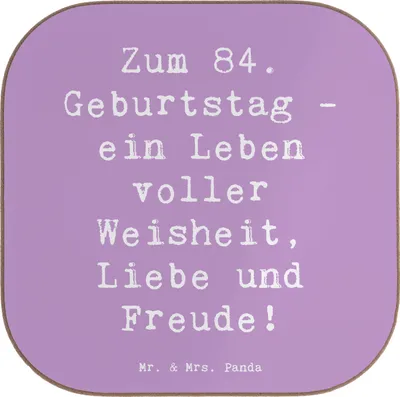 Produktbild von Mr. & Mrs. Panda Untersetzer für Gläser Spruch 84. Geburtstag - Lavendeltraum - Geschenk, 84 Jahre, Tischuntersetzer, Lebensfreude, Alter, gläseruntersetzer, Erfahrungen