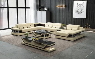 Image de Salon Canapé D'Angle En Forme De U Designer Polster