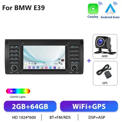 Obrázek produktu pro BMW E39/M5 1996–2001 / X5 E53 2002–2007 – Autorádio 2DIN s Androidem a CarPlay – dotykový displej 17,8 cm – 2+64 GB – včetně zadní kamery – GPS navigace