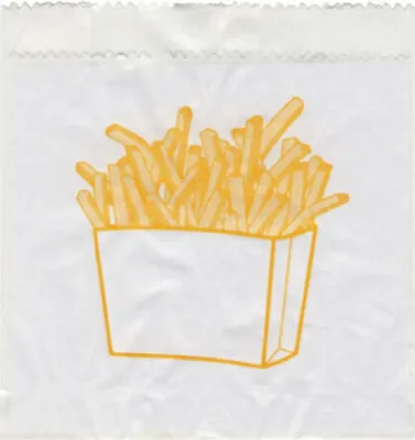 Produktbild von 300x Pommes-Frites Beutel bedruckt 100x50x110mm mit Seitenfalten