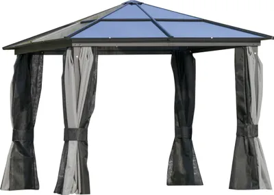 Zdjęcie produktu dla Outsunny luksusowa altana aluminiowa namiot imprezowy namiot ogrodowy z półprzezroczystym dachem PC ciemnoszary + czarny 300 x 300 x 265 cm