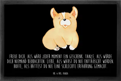 Produktbild von Mr. & Mrs. Panda fußmatte Corgie 60 x 90 cm - Schwarz - Geschenk, Spruch, Schmutzmatte, Sauberlaufmatte, Sprüche, Lebensfroh, Hund, Corgi, Fußabtreter, Lebensfreude