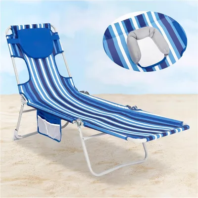 Productafbeelding van Opklapbare ligbed met leesvenster en verstelbare rugleuning – 5-standen verstelbare ligstoel voor strand, tuin en camping