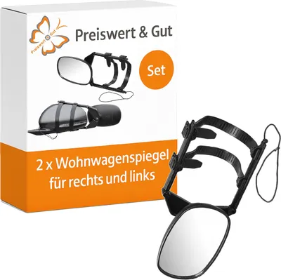Produktbild von 2 x Wohnmobil Zusatzspiegel – Caravanspiegel für linke & rechte Seite, robust & schnell montiert – Außenspiegel