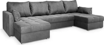 Produktbild von Masseno Ecksofa NAKO M mit Schlaffunktion U-Form, Sofa mit Bettkasten, Wohnzimmersofa, Couch, Soffa, Bettsofa, Couchgarnitur- Grau, MONOLITH 85