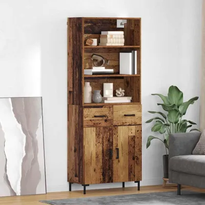 Zdjęcie produktu dla vidaXL Highboard stare drewno 69,5 x 34 x 180 cm materiał drewnopochodny