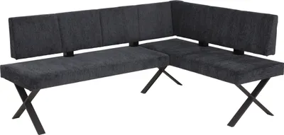 Produktbild von Hela Tische, Eckbank Sitzbank Marion -links rechts montierbar -Microfaser Teddyoptik Anthrazit -Metall X Gestell pulverbeschichtet-ca. 300kg belastbar