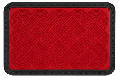 Image de Relaxdays, paillasson en polypropylène, à nœuds, résistant aux intempéries, antidérapant, idéal pour l'intérieur et l'extérieur, tapis de protection contre la saleté, couleur rouge