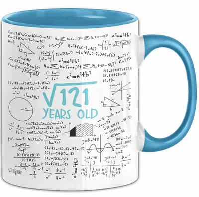 Zdjęcie produktu dla Kubek z napisem „121” – prezent dla miłośnika matematyki na 11. urodziny, zabawny (niebieski)