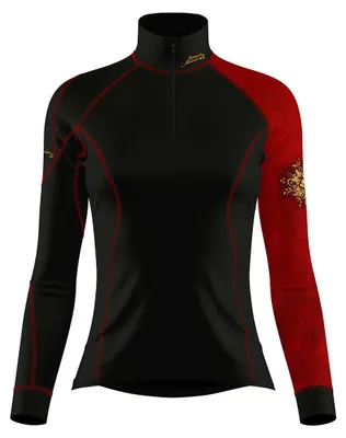 Obrázek produktu pro Dámské funkční triko dlouhý rukáv se zipem RED VELVET černá Bamboo Thermo - Červená / XL