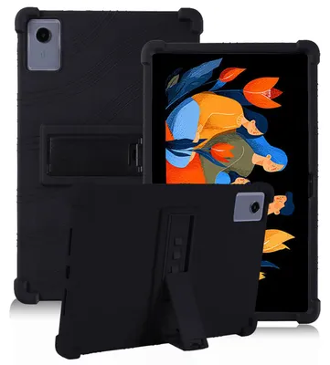 Image de Étui de protection pour tablette Lenovo Idea Tab Plus/Tab K12/Xiaoxin Pad 12,1 2025, en silicone souple résistant aux chocs, avec support intégré, de couleur noire
