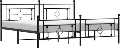 Produktbild von vidaXL Bettgestell mit Kopf- und Fußteil Metall Schwarz 193x203 cm
