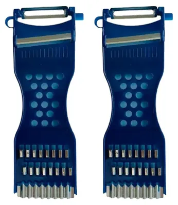 6-in-1 Gemüseschneider-Set, 2 Stück, Julienne-Schäler, blau