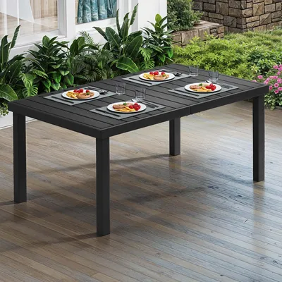 Produktbild von YITAHOME Gartentisch Balkontisch Terrassentisch wetterfest, 140x90x74cm, Outdoor-Esstisch für Garten, Schwarz