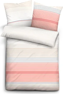 Produktbild von Trendline by biberna Bettwäsche 68574-110 hellrosa gestreift 100% Baumwolle, Größe:155x220 cm + 80x80 cm