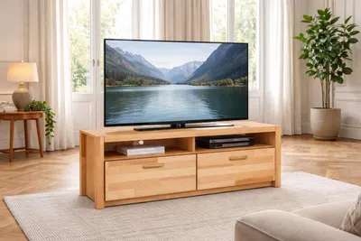 Produktbild von TV-Lowboard Fernsehschrank 2 Schubladen/2 Fächer Rack Kernbuche #4191