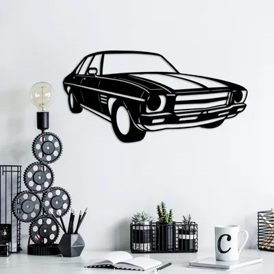 Produktbild von Wallity, Holden Monaro Sedan, Dekoratives Wandaccessoire aus Metall, Schwarz, 100 % METALL, 60 x 30 cm