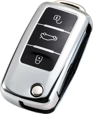 Produktbild von Autoschlüsselhülle Premium Schutzhülle Schlüssel Hülle Hochglanz Silber VW Skoda Seat