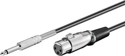 Image de Goobay 50710 Câble de connexion microphone, noir, 6 m - XLR femelle (3 broches) > jack 6,35 mm mâle (2 broches, mono)