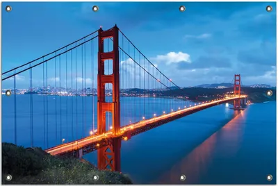 Produktbild von Wallario Outdoor-Poster für Garten oder Balkon, Motiv Golden Gate Bridge in San Francisco  USA, in ca. 80 x 120 cm