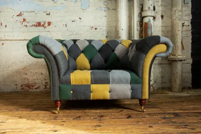 Zdjęcie produktu dla Tekstylna sofa Chesterfield 1,5-osobowa designerska sofa kanapa tkanina tapicerka tekstylna