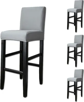Immagine prodotto di confezione da 4 sgabelli da bar coprisedie sgabelli da bar coprisedie universali elasticizzati per sala da pranzo, grigio chiaro