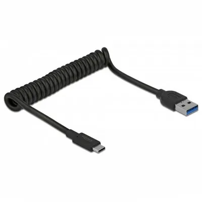 Produktbild von Delock USB 3.1 Gen 2 Spiralkabel Typ-A Stecker zu Typ-C Stecker
