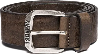 Zdjęcie produktu dla Skórzany pasek REPLAY Vintage Leather Belt W110 Faded Grey Mud brown