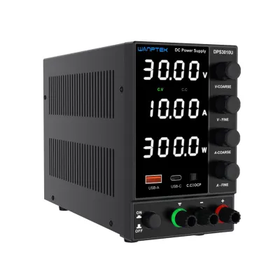 Obrázek produktu pro WANPTEK DPS3010U 0-30V, 0-10A, 300W, stejnosměrný spínaný zdroj, 4místný displej, LED, nastavitelný mini zdroj, střídavý proud 115V/230V, 50/60Hz