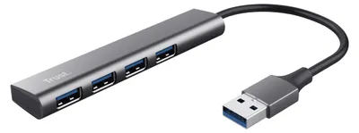 Produktbild von Trust Halyx, USB 3.2 Gen 1 (3.1 Gen 1) Type-A, USB 3.2 Gen 1 (3.1 Gen 1) Type-A, 5 Mbit/s, Schwarz, Grau, Leistung, 0,1 m