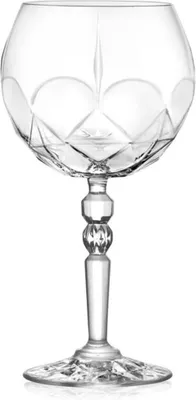 A clear, studio shot of a crystal wine glass.